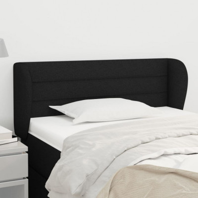 vidaXL Tăblie de pat cu aripioare negru 103x23x78/88 cm textil foto