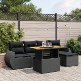 Cumpara ieftin Gossi set mobilier de gradina cu perne, 6 piese, negru, poliratan