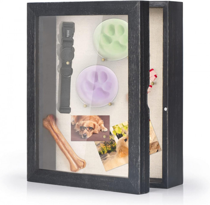 Le-KANKEI Shadow Box Cadru 8x10 Shadow Box Vitrina cu spate din p&acirc;nză Memorabili