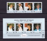 ✅( S7 ) Gibraltar 1998 &quot;Printesa Diana- in memoriam &quot; , colita 32/suprataxa + serie Michel 818/821 , MNH