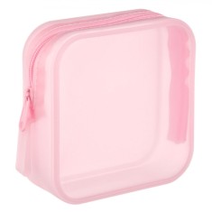 Portfard Silicon, Transparent cu M&acirc;ner, Culoare Roz, Dimensiuni 14x5x14 cm