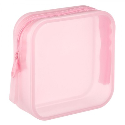 Portfard Silicon, Transparent cu M&amp;acirc;ner, Culoare Roz, Dimensiuni 14x5x14 cm foto