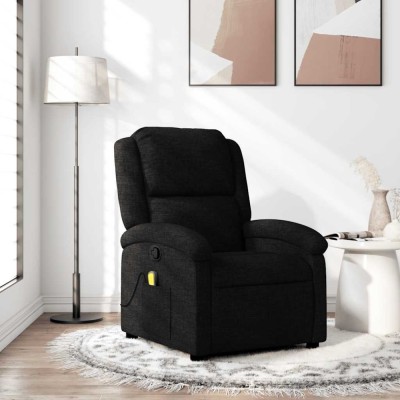 vidaXL Fotoliu de masaj rabatabil, negru, material textil 371765 foto