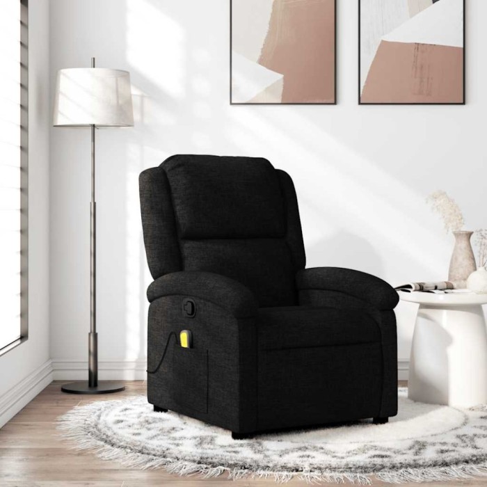 vidaXL Fotoliu de masaj rabatabil, negru, material textil 371765