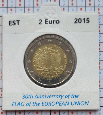 Estonia 2 euro 2015 UNC - 30 EU Flag - km 76 - cartonas personalizat D56101 foto