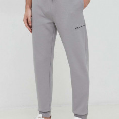 Armani Exchange pantaloni de trening barbati, culoarea gri, neted