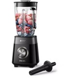 Blender HR3030/00, 1200 W, 3 viteze si Puls, Sticla, Negru, Philips