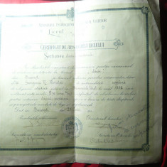 Diploma- Certificat Absolvire Liceul Gh.Lazar 1911 Bucuresti