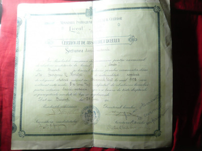 Diploma- Certificat Absolvire Liceul Gh.Lazar 1911 Bucuresti foto