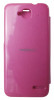 Husa tip carte roz (cu decupaj casca) pentru Orange Hiro (Alcatel Idol Mini OT-6012)