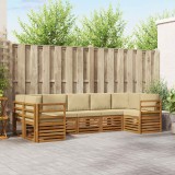vidaXL Seturi de canapele 7 pcs Natural și Bej Lemn Solid de Acacia 3375393