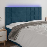 vidaXL Tăblie de pat cu LED, albastru &icirc;nchis, 180x5x118/128cm, catifea 3122488