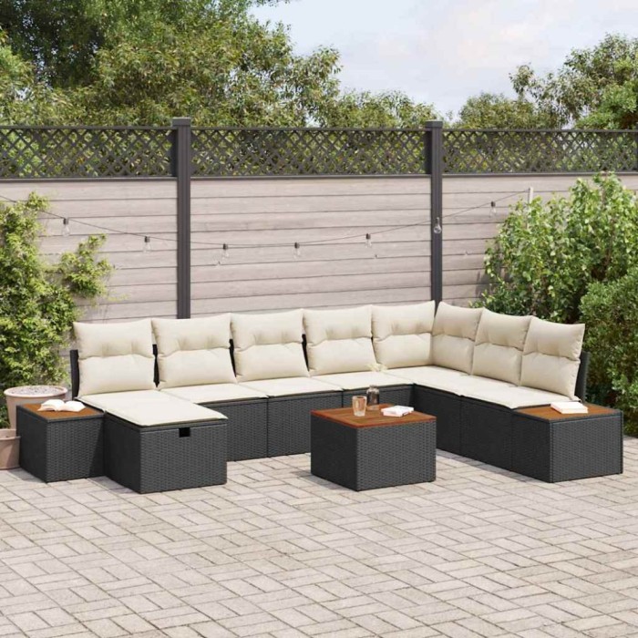 vidaXL Set de canapele pentru grădină 9 pcs Negru 55 x 62 x 69 cm 3360991