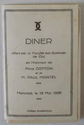 DINER OFFERT PAR LA FACULTE DES SCIENCES DE CLUJ EN L &amp;#039;HONNEUR de Mme. COTTON et de M. PAUL MONTEL ,COLLEGE ACADEMIQUE , 18 MAI 1938 foto