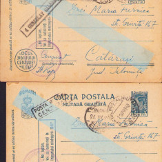 HST Lot 2 cărți poștale OPM Serviciul Sanitar + OPM 40 + cenzură militară 1943