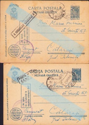 HST Lot 2 cărți poștale OPM Serviciul Sanitar + OPM 40 + cenzură militară 1943 foto