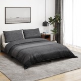 Set husă pilotă bumbac vidaXL gri &icirc;nchis 140x200 cm + față de pernă 65x65 cm, Oeko-Tex Standard 100, rezistent la șifonare