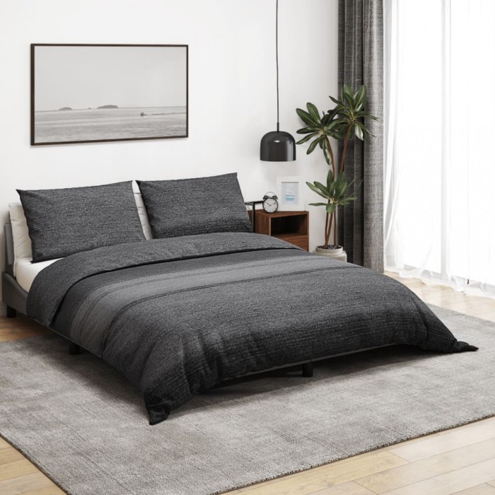 Set cu husă de pilotă, gri &icirc;nchis, 155x220 cm, bumbac