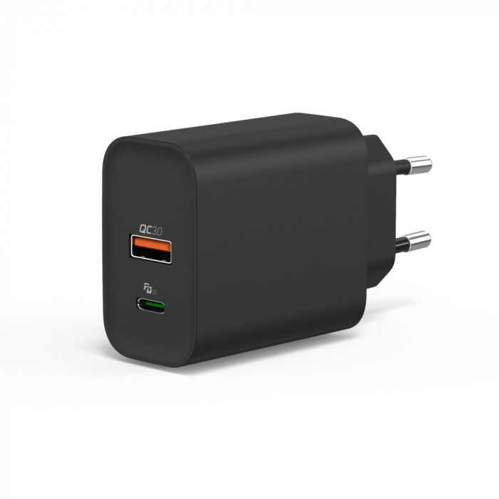 Adaptor Priza 30W Qeno&reg; Incarcator Tip C Si USB 3.0, Iphone, Samsung, Tableta