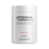 Codeage Turmeric Lipozomal Fermentat + Piper Negru, Curcumin Si Ghimbir, 90 Cps