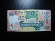SEYCHELLES 10 RUPII 1989 UNC foto