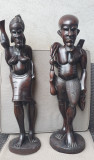 Cumpara ieftin Pereche de statuete unicat sculptate hand made din lemn abanos, 73 cm inaltime