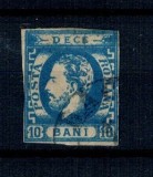 1871 - Carol I cu barba, 10 bani nedantelat, stampilat