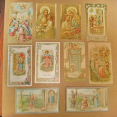 B878B-I-SANTINI-Lot 10 buc. Semne carte religioase vechi litografice anii 1900.