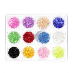 Set 12 decoratiuni cristale pentru unghii, rotunde, multicolore