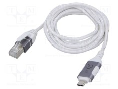 Cablu Goobay USB 3.1 RJ45 - USB C, 5m, Alb/Gri