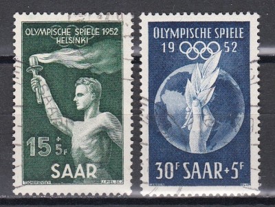 SAAR 1952 - Jocurile Olimpice - Helsinki, Cota 27 Euro, Stampilat foto