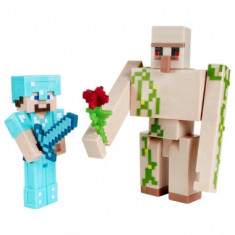 Minecraft, Craft-A-Block - Set 2 figurine Steve si Iron Golem 8 cm foto