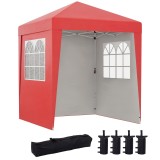 Outsunny Tonnelle barnum de grădină pop-up pliabil reglabil &icirc;n &icirc;nălțime protecție UV 30+ 3 părți laterale rouge | Aosom Romania