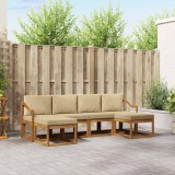 vidaXL Set de canapele de exterior 6 pcs Natural și Bej Lemn compozit 3366796