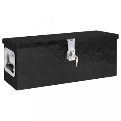 vidaXL Cutie de depozitare, negru, 60x23,5x23 cm, aluminiu foto