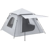 Outsunny Cort de Camping Automat cu Veranda pentru 2-3 Persoane, Cort Pop-Up in Aer Liber, Adapost Portabil pentru Drumetii cu Ferestre cu Plasa, Usa