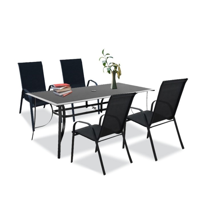 Set mobilier de grădină Agata 4+1 negru