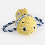 Jucarie pentru caine, Pestisor cu sunet si sfoara, 17 cm, Galben, CMCLASS