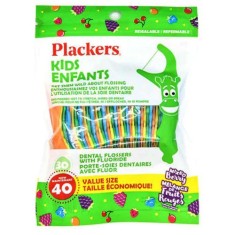 Ață dentară tip scobitoare pentru copii Plackers, cu fluor, aromă de fructe, 40 buc.