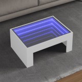 VidaXL Măsuță de cafea cu LED infinity, alb, 70x50x30 cm