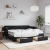 VidaXL Pat de zi cu extensie și sertare, negru, 80x200 cm, catifea