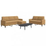 VidaXL Set de canapele cu perne, 3 piese, maro, catifea