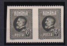 ROMANIA - 1926 FERDINAND A 60a ANIVERSARE - EROARE IN PERECHE 6 LEI NEDANTELAT VERTICAL MH SARNIERA
