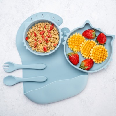 Set Diversificare, AppeKids, 100% Silicon, Kitty - Aqua Blue foto