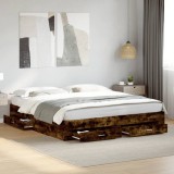 Gossi cadru de pat cu sertare stejar fumuriu 180x200cm lemn prelucrat