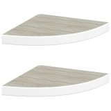 Cumpara ieftin Rafturi de perete de colt 2 buc. stejar si alb 35x35x3,8 cm MDF