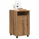 Gossi dulap tv cu roti stejar artizanal 33x38x60 cm lemn prelucrat