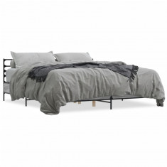 vidaXL Cadru de pat, gri sonoma, 180x200 cm, lemn prelucrat și metal