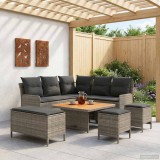 vidaXL Seturi de mobilier cu pernă 7 pcs Gri și gri &icirc;nchis Ratan PE 3422211