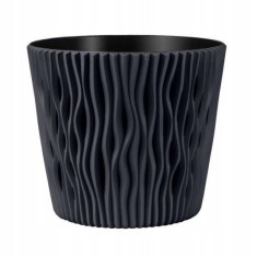 Ghiveci decorativ de flori, rotund, antracit, 7.9 L, 26.2x22.2 cm, Sandy Round foto